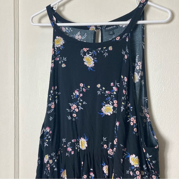 Torrid black floral challis hi low sleeveless flowy dress womens 4X - Picture 3 of 10